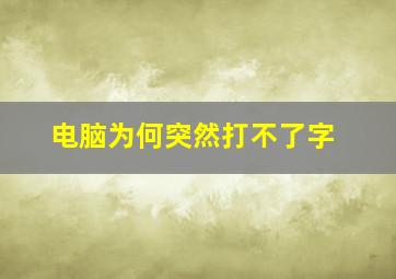 电脑为何突然打不了字