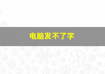 电脑发不了字