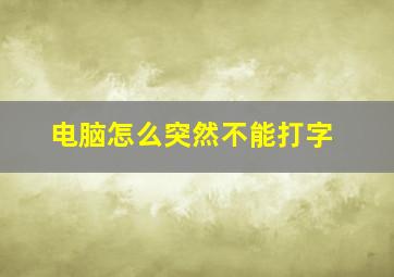 电脑怎么突然不能打字