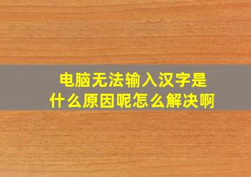 电脑无法输入汉字是什么原因呢怎么解决啊