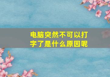 电脑突然不可以打字了是什么原因呢