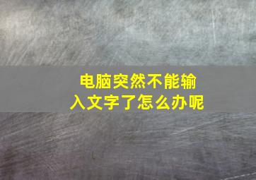 电脑突然不能输入文字了怎么办呢