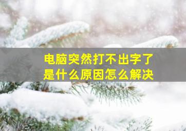 电脑突然打不出字了是什么原因怎么解决