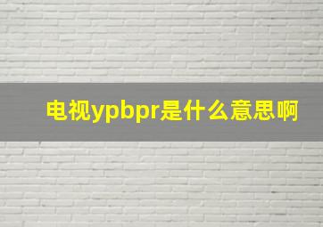 电视ypbpr是什么意思啊