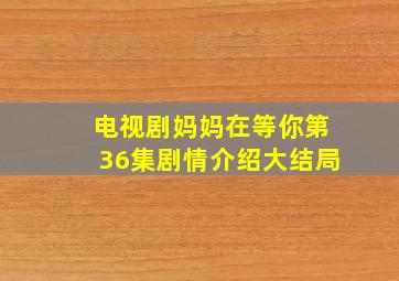 电视剧妈妈在等你第36集剧情介绍大结局