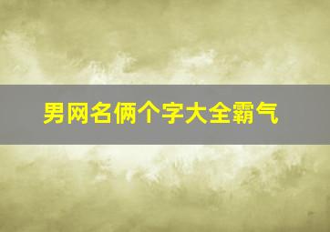 男网名俩个字大全霸气