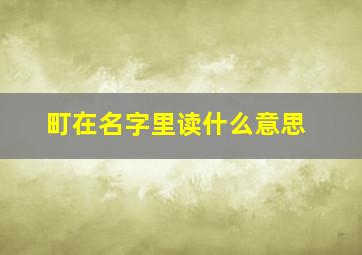 町在名字里读什么意思