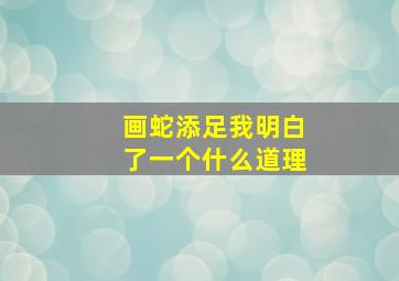 画蛇添足我明白了一个什么道理