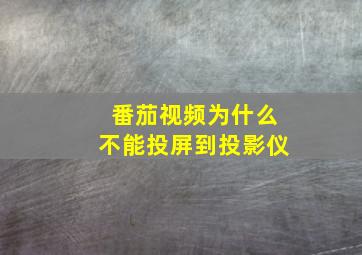 番茄视频为什么不能投屏到投影仪