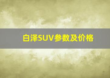 白泽SUV参数及价格