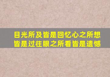 目光所及皆是回忆心之所想皆是过往眼之所看皆是遗憾