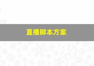 直播脚本方案