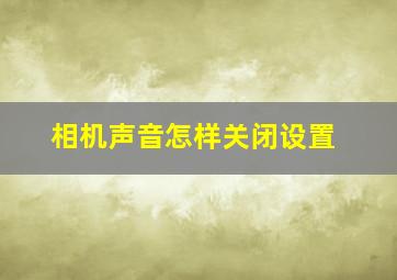 相机声音怎样关闭设置