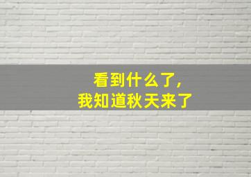 看到什么了,我知道秋天来了