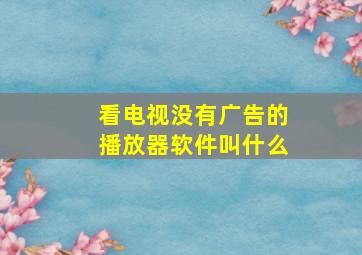 看电视没有广告的播放器软件叫什么