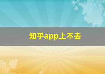 知乎app上不去