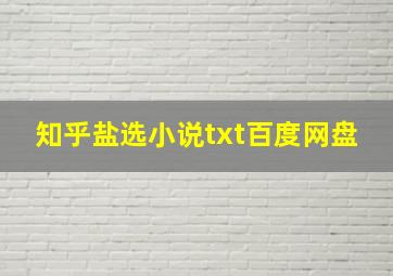 知乎盐选小说txt百度网盘