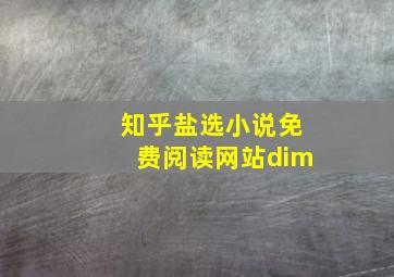 知乎盐选小说免费阅读网站dim