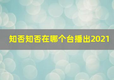 知否知否在哪个台播出2021