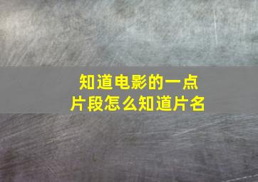 知道电影的一点片段怎么知道片名