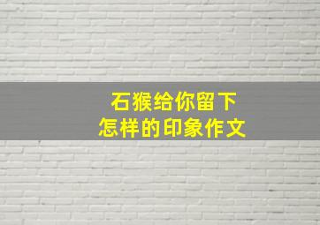 石猴给你留下怎样的印象作文