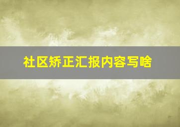 社区矫正汇报内容写啥