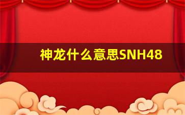 神龙什么意思SNH48