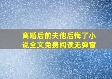 离婚后前夫他后悔了小说全文免费阅读无弹窗