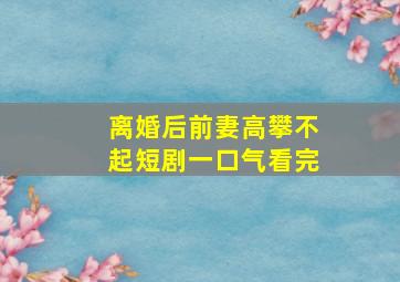 离婚后前妻高攀不起短剧一口气看完