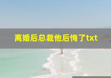 离婚后总裁他后悔了txt