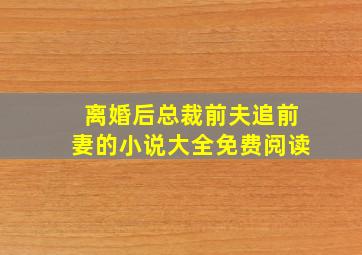 离婚后总裁前夫追前妻的小说大全免费阅读