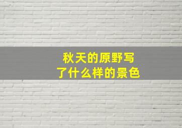 秋天的原野写了什么样的景色