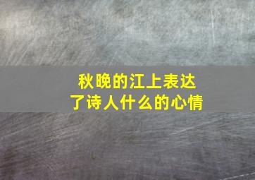 秋晚的江上表达了诗人什么的心情