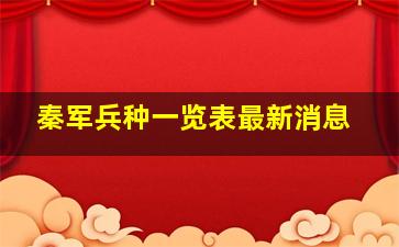 秦军兵种一览表最新消息