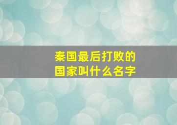 秦国最后打败的国家叫什么名字