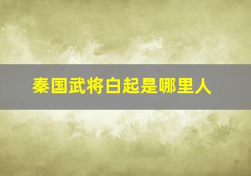 秦国武将白起是哪里人