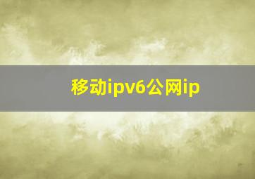 移动ipv6公网ip