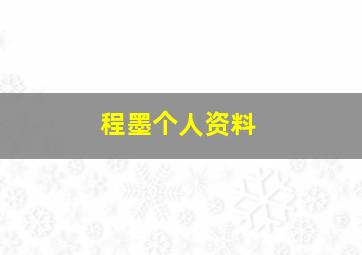 程墨个人资料