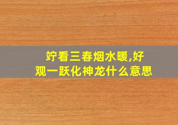 竚看三春烟水暖,好观一跃化神龙什么意思