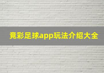 竞彩足球app玩法介绍大全