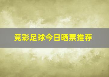 竞彩足球今日晒票推荐