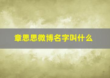 章思思微博名字叫什么