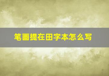 笔画提在田字本怎么写