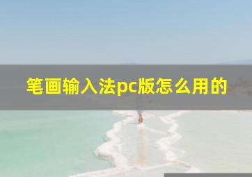 笔画输入法pc版怎么用的