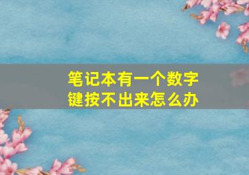 笔记本有一个数字键按不出来怎么办