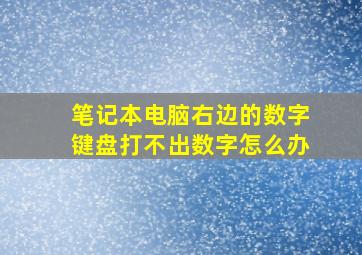 笔记本电脑右边的数字键盘打不出数字怎么办