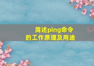 简述ping命令的工作原理及用途