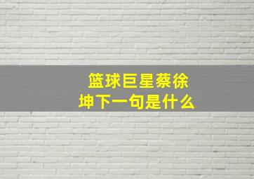 篮球巨星蔡徐坤下一句是什么