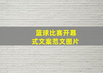 篮球比赛开幕式文案范文图片