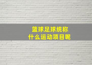 篮球足球统称什么运动项目呢